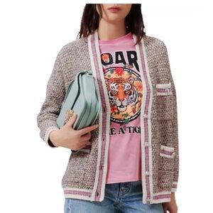 Mapado Metallic Tweed Cardigan